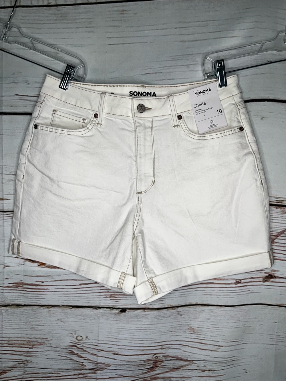 Sonoma NWT Size 10 White Denim 5” Inseam Roll Cuff Hem Jean Shorts
